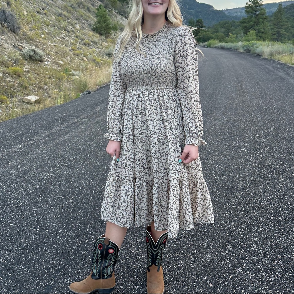 Elegant Long Sleeve Floral Dress